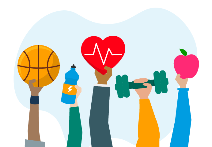 Virtual health care icons and illustration
